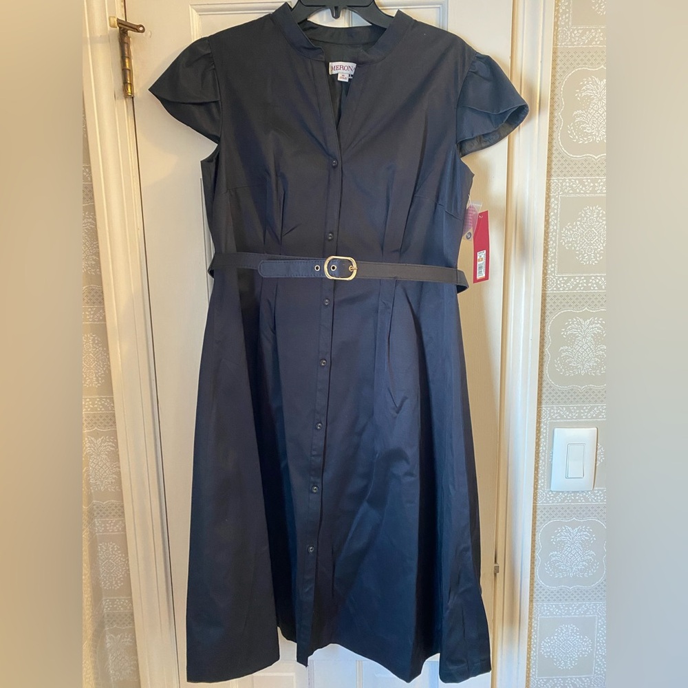 Merona Navy Belted Midi Dress